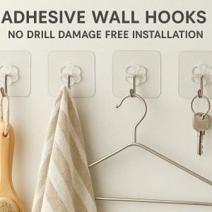 Adhesive Wall Hooks No Drill Damage Free Installation for Renters