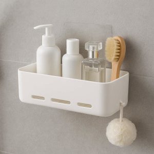 Adhesive Shower Wall Organizer No Drill Storage for Bathroom
