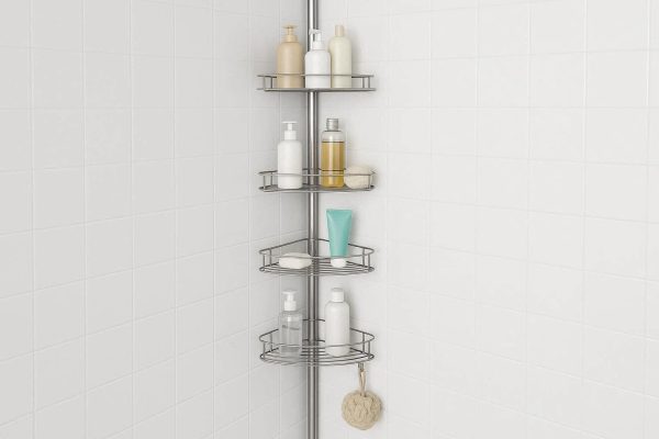 26 Corner Shower Caddy 5 Tier Adjustable Metal Bathroom Shelf