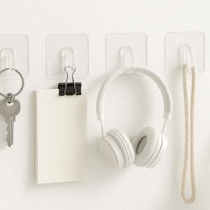 5 Clear Plastic Hooks Invisible Organization for Home and Office
